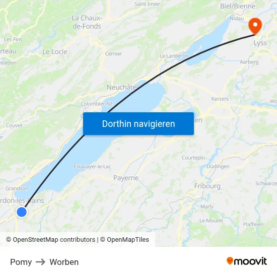 Pomy to Worben map