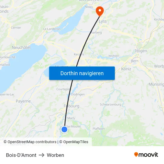 Bois-D’Amont to Worben map