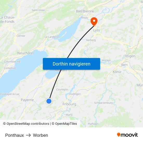 Ponthaux to Worben map