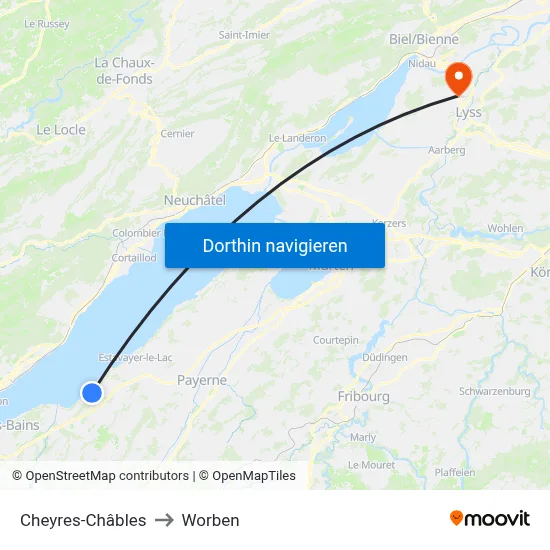 Cheyres-Châbles to Worben map