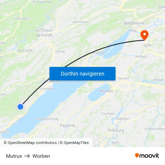 Mutrux to Worben map