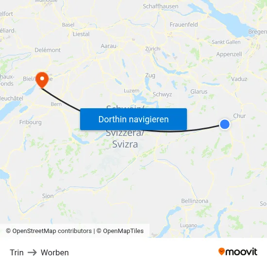 Trin to Worben map