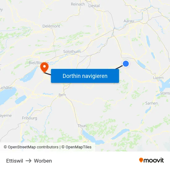 Ettiswil to Worben map