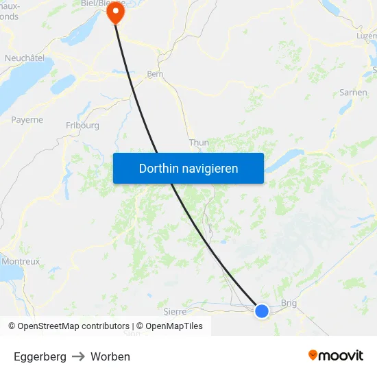 Eggerberg to Worben map