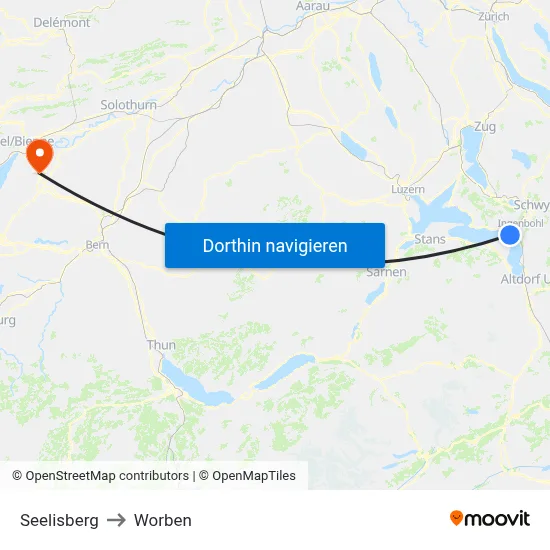 Seelisberg to Worben map
