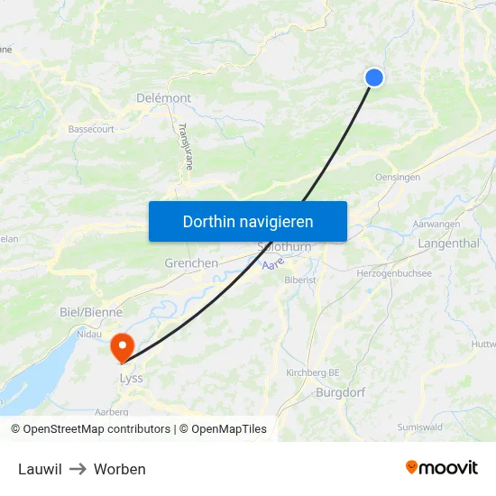 Lauwil to Worben map