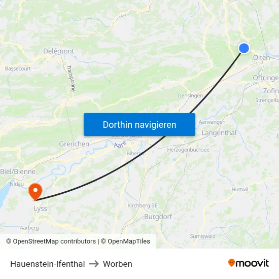 Hauenstein-Ifenthal to Worben map