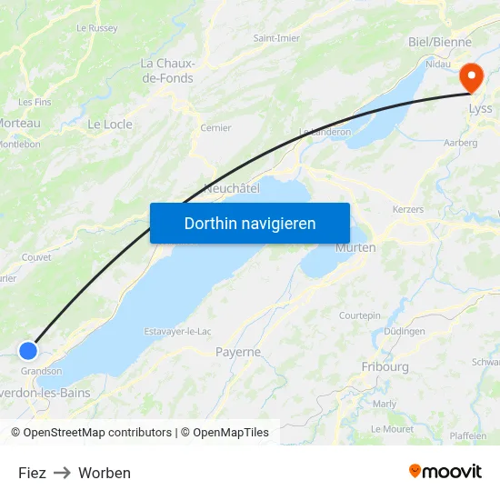 Fiez to Worben map