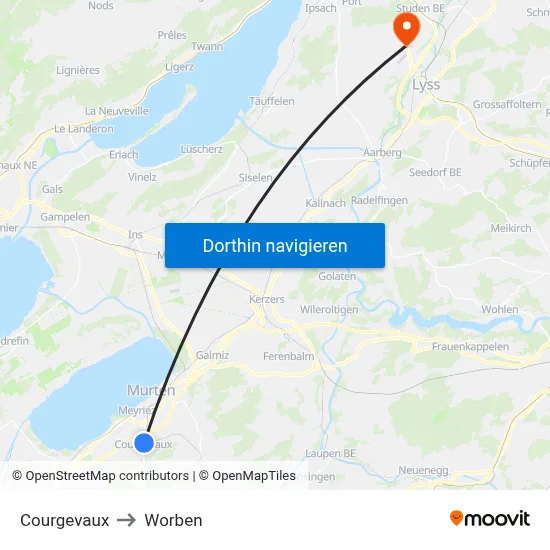 Courgevaux to Worben map