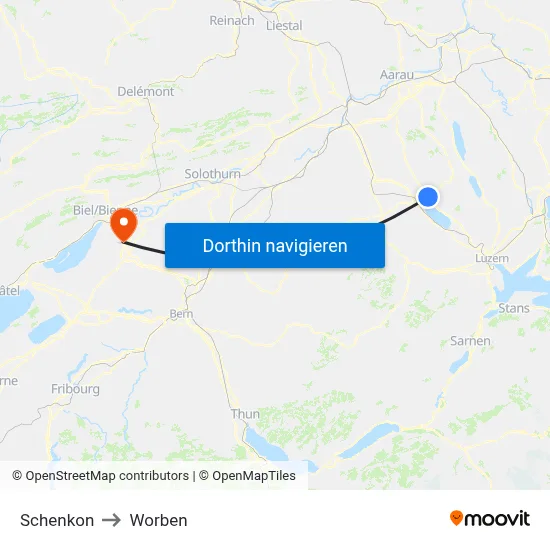 Schenkon to Worben map