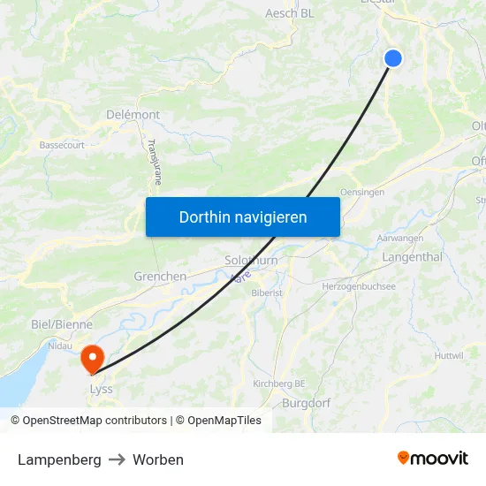 Lampenberg to Worben map