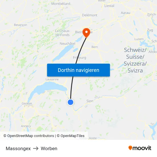 Massongex to Worben map
