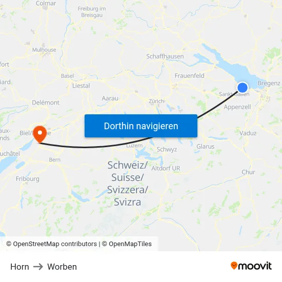 Horn to Worben map