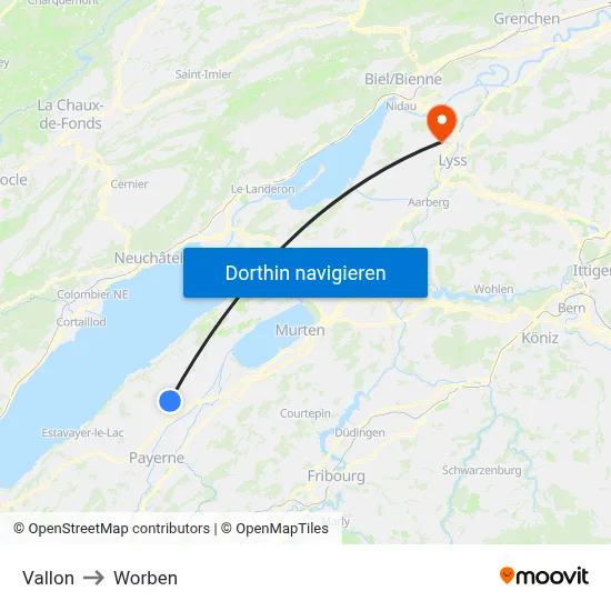 Vallon to Worben map