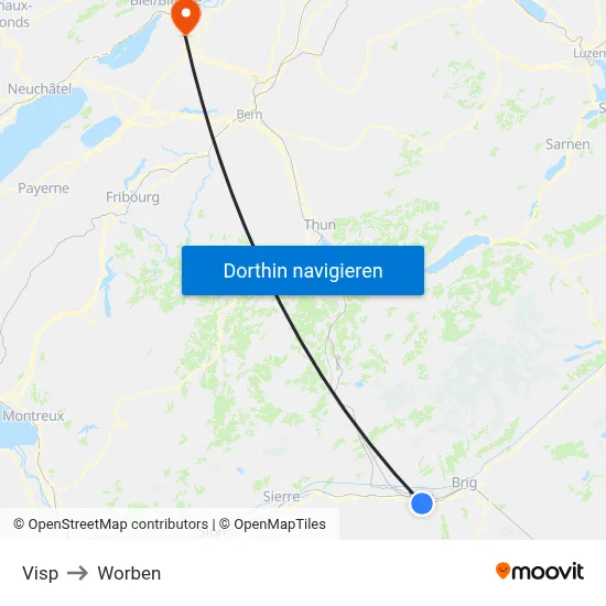 Visp to Worben map