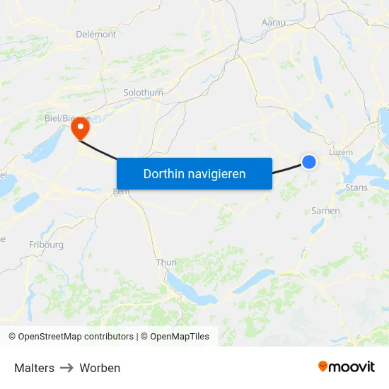 Malters to Worben map