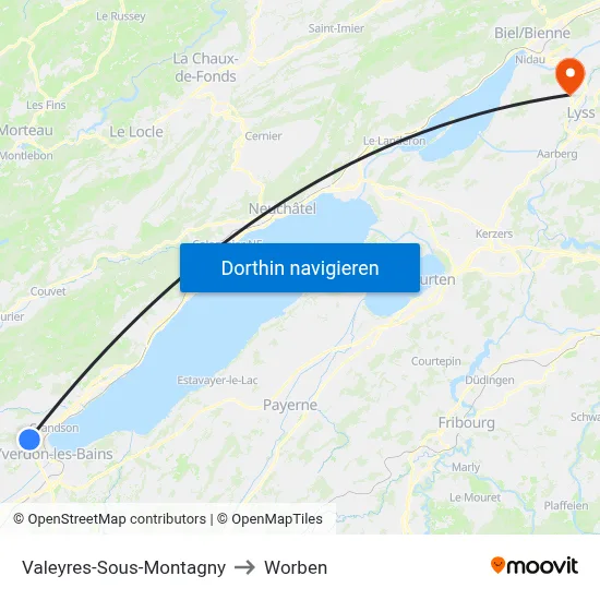 Valeyres-Sous-Montagny to Worben map