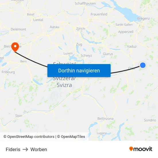 Fideris to Worben map