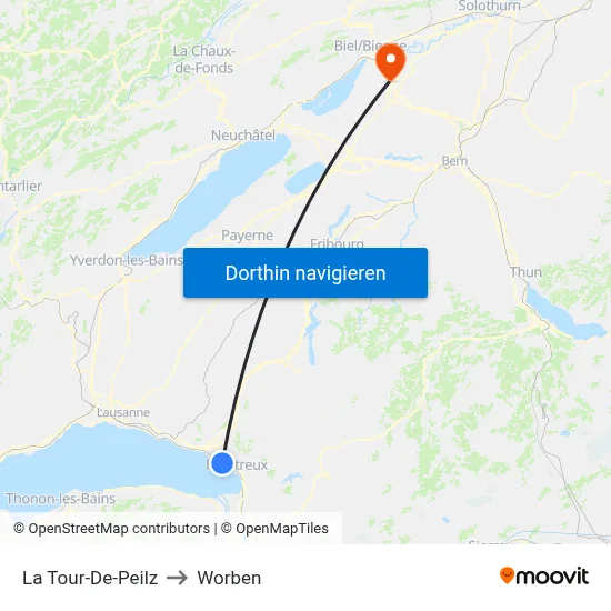 La Tour-De-Peilz to Worben map