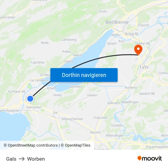 Gals to Worben map