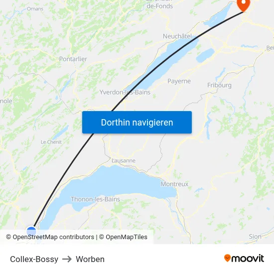 Collex-Bossy to Worben map