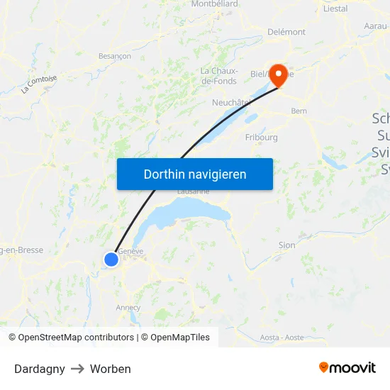 Dardagny to Worben map