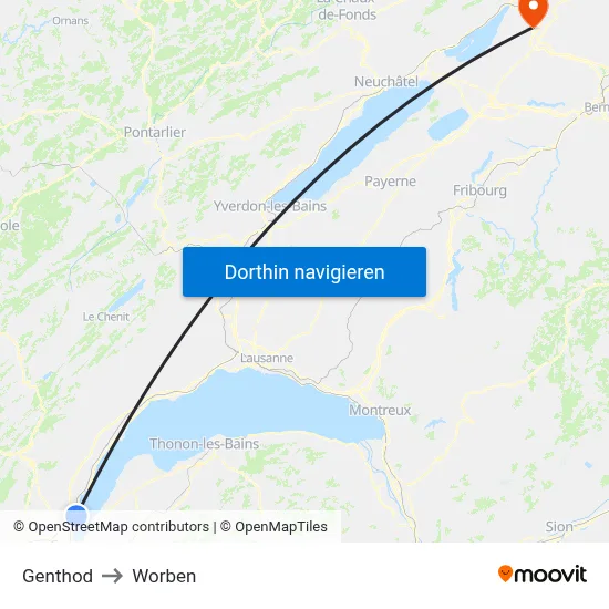 Genthod to Worben map
