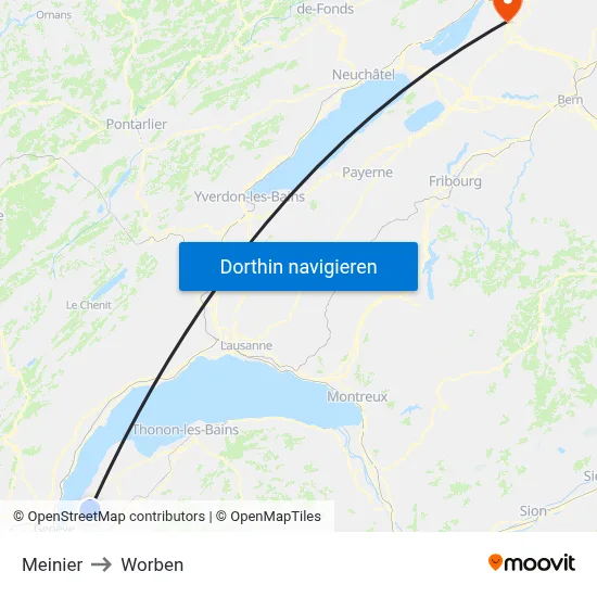 Meinier to Worben map