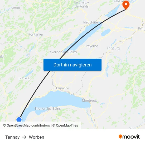 Tannay to Worben map