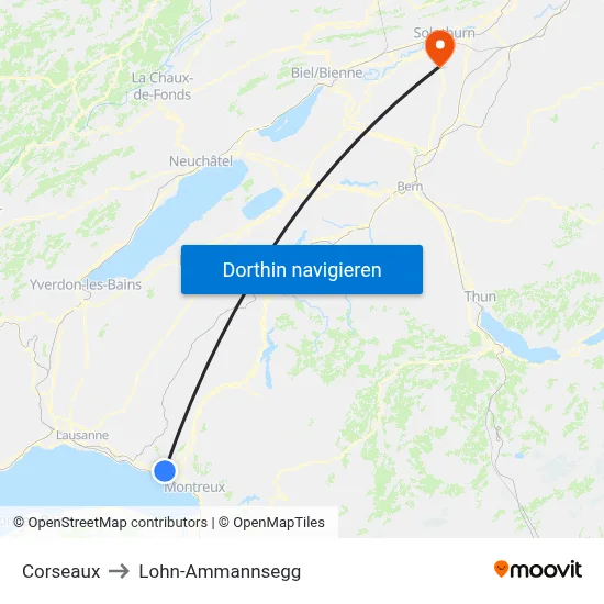 Corseaux to Lohn-Ammannsegg map