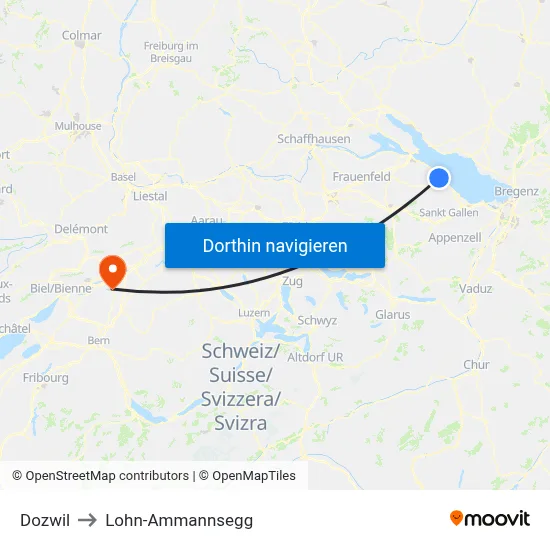 Dozwil to Lohn-Ammannsegg map