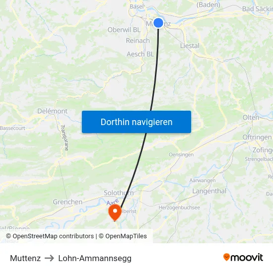 Muttenz to Lohn-Ammannsegg map