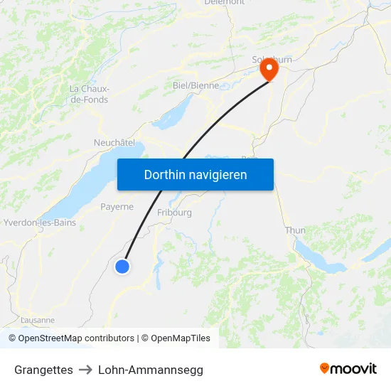 Grangettes to Lohn-Ammannsegg map