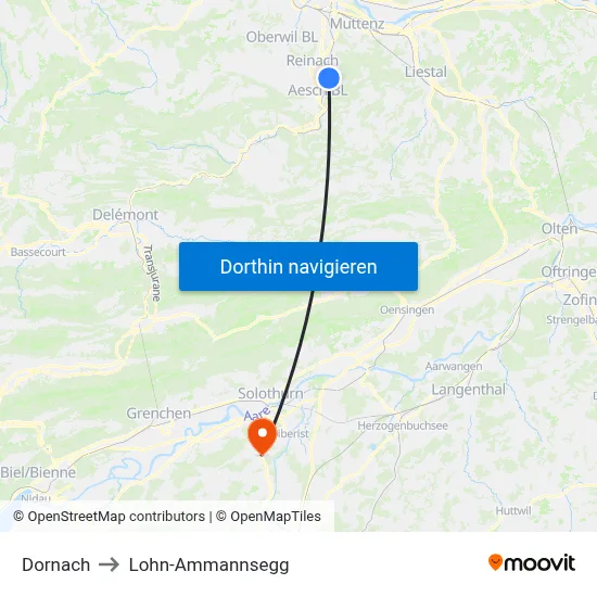 Dornach to Lohn-Ammannsegg map