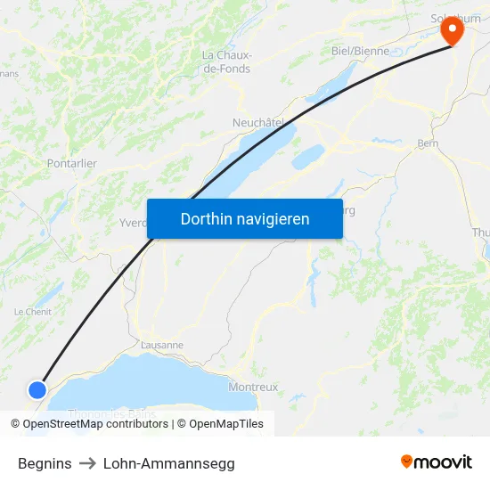 Begnins to Lohn-Ammannsegg map