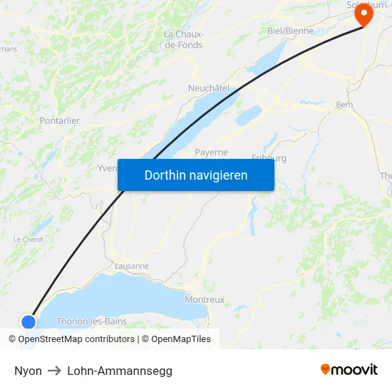 Nyon to Lohn-Ammannsegg map