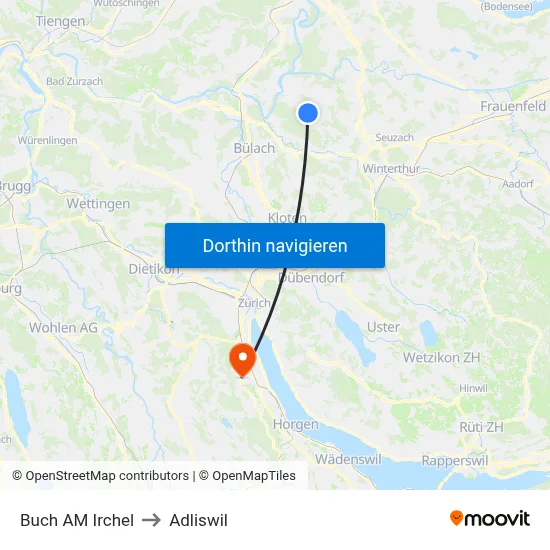 Buch AM Irchel to Adliswil map