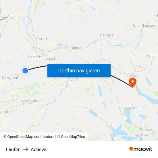 Laufen to Adliswil map