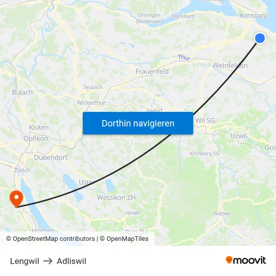 Lengwil to Adliswil map