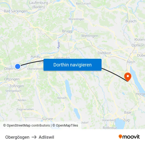 Obergösgen to Adliswil map