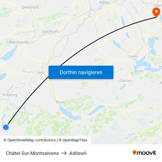 Châtel-Sur-Montsalvens to Adliswil map