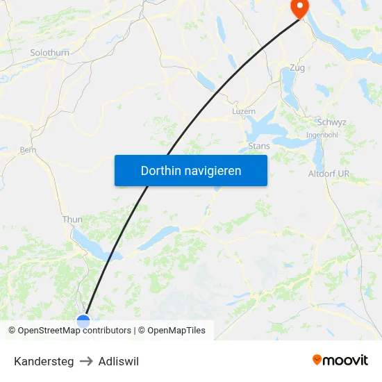 Kandersteg to Adliswil map