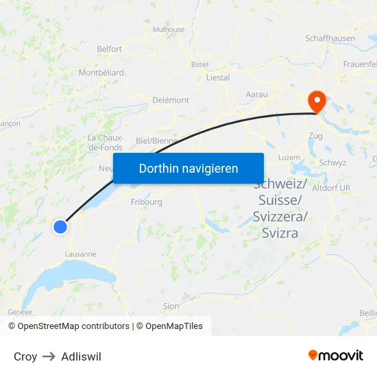 Croy to Adliswil map