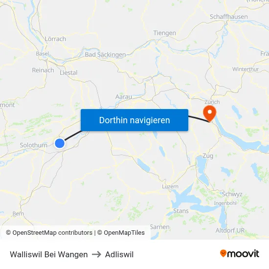 Walliswil Bei Wangen to Adliswil map