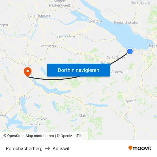 Rorschacherberg to Adliswil map