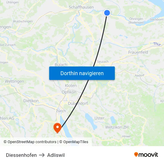 Diessenhofen to Adliswil map