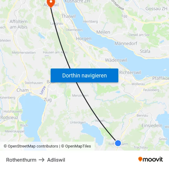 Rothenthurm to Adliswil map