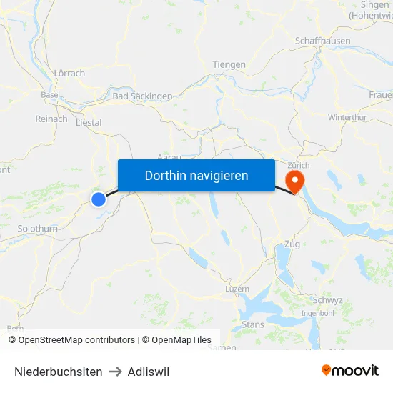 Niederbuchsiten to Adliswil map