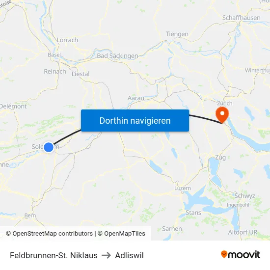 Feldbrunnen-St. Niklaus to Adliswil map