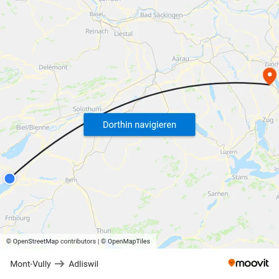 Mont-Vully to Adliswil map